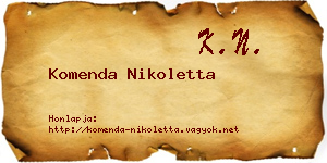 Komenda Nikoletta névjegykártya